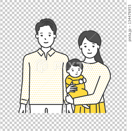 家族のイラストベクター素材（2世代・3人家族） 134476955