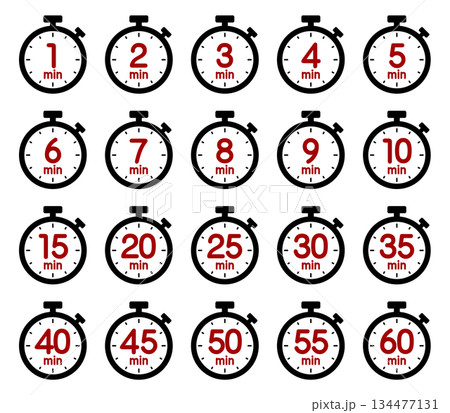 時間を示すストップウォッチのアイコン 134477131