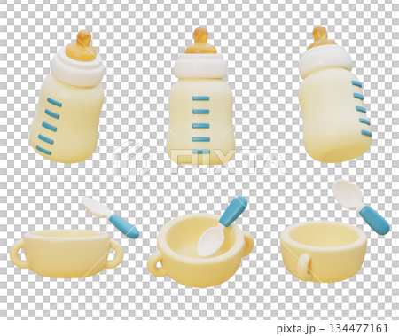 baby feeding collection cartoon style 3D graphic baby feeding collection cartoon style 3D graphic 134477161