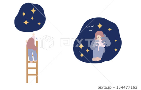 自分を守る存在が遠くにある女性とすぐそばにある女性 134477162
