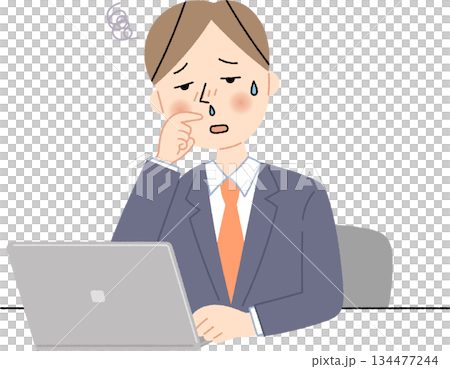 A businessman who has a runny nose and can't concentrate 134477244