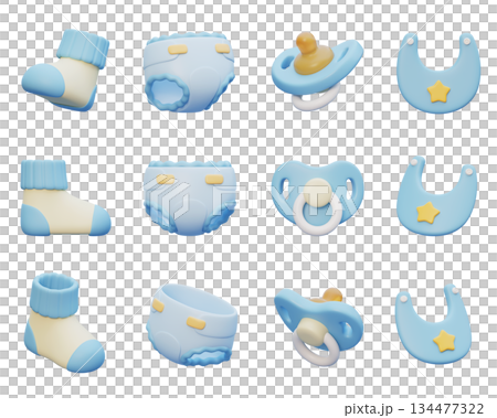 baby stuff collection cartoon style 3D graphic 134477322