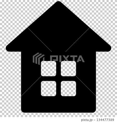 シンプルなかわいい家のシルエットアイコン 134477389