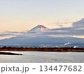 朝の富士川と富士山 134477682