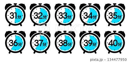 時間を示す時計のアイコン（31分/32分/33分/34分/35分/36分/37分/38分/39分/4 134477950