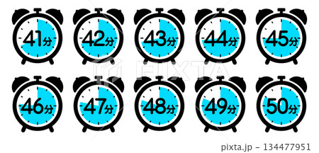 時間を示す時計のアイコン（41分/42分/43分/44分/45分/46分/47分/48分/49分/5 134477951