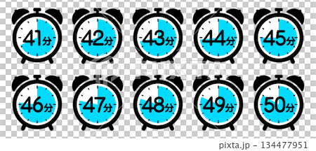 Clock icon showing time (41 minutes/42 minutes/43 minutes/44 minutes/45 minutes/46 minutes/47 minutes/48 minutes/49 minutes/5 134477951