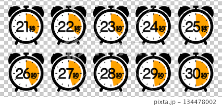時鐘圖示顯示時間（21秒/22秒/23秒/24秒/25秒/26秒/27秒/28秒/29秒/3秒） 134478002