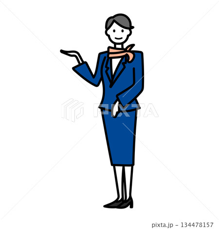 イラスト素材: 空港で案内をする女性スタッフのシンプルなイラスト イラスト素材: 空港で案内をする女性スタッフのシンプルなイラスト 134478157