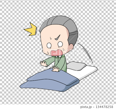 Illustration of an elderly man jumping up Illustration of an elderly man jumping up 134478258