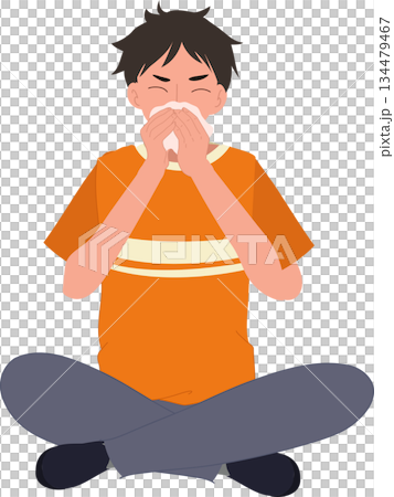 sick man sneezing allergy and flu symptoms. allergy flu symptoms concept. sick man sneezing allergy and flu symptoms. allergy flu symptoms concept. 134479467