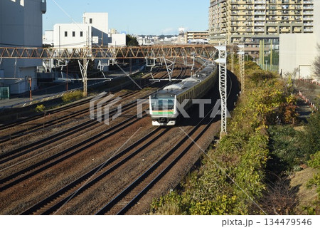 第三柏尾川大橋から見た東海道線、横須賀線 第三柏尾川大橋から見た東海道線、横須賀線 134479546