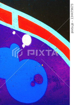 Vibrant Abstract Street Art with Bold Blue, Red, Black Accents 134479673