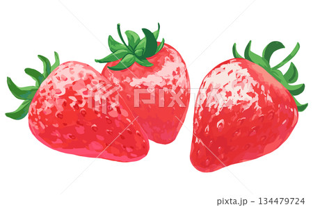 手描きの苺イラスト_3つ 手描きの苺イラスト_3つ 134479724