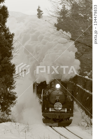 雪景色の磐越西線SL 134479833