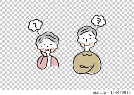 Worried senior couple ① Worried senior couple ① 134479916