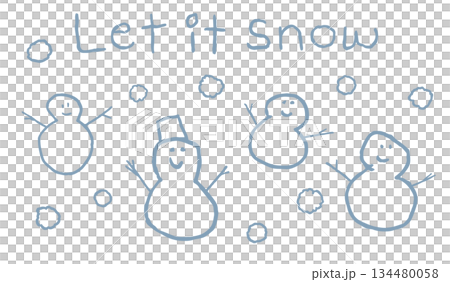Let it snow Hand-drawn illustration of a snowman 134480058