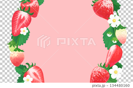 Hand-drawn strawberry illustration frame_left and right decoration 134480160