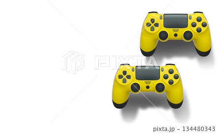 Wireless gaming controllers flying in air isolated on white background, symbolizing gaming technology concept Wireless gaming controllers flying in air isolated on white background, symbolizing gaming technology concept 134480343