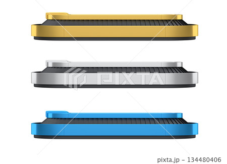 Set of Airport luggage conveyor belt from baggage claim area on white background. 134480406