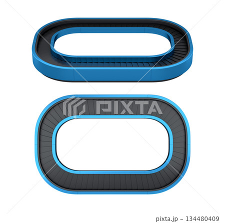 Set of Airport luggage conveyor belt from baggage claim area on white background. 134480409
