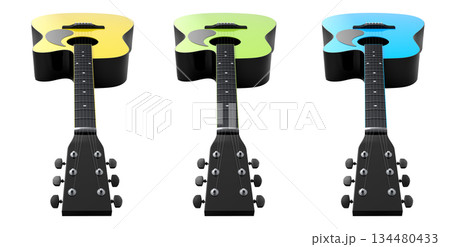 Set of electric acoustic guitar isolated on white transparent background. Set of electric acoustic guitar isolated on white transparent background. 134480433