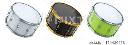 Set of drums on white background. 3d render concept of musical instrument 134480438
