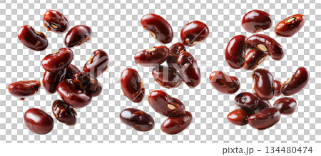 Cooked red kidney beans floating in mid-air, isolated on white background, Boston Baked Beans slow-cooked with molasses and pork 134480474