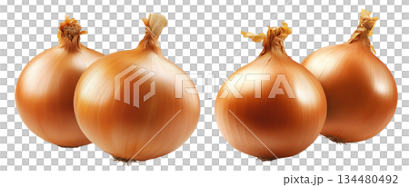Yellow onions, white background, isolated on white transparent background, concept of healthy eating 134480492