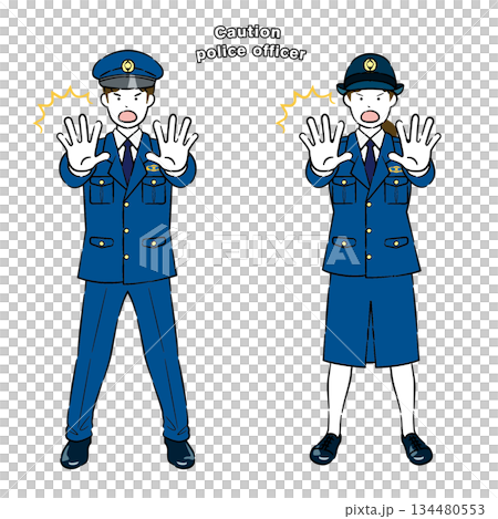 警員面露警告表情，男女各一名，4C 134480553