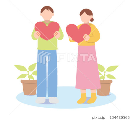 植物とハートを持つ男女 植物とハートを持つ男女 134480566
