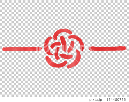 シンプルな手描きの水引　イラスト　梅結び 134480756