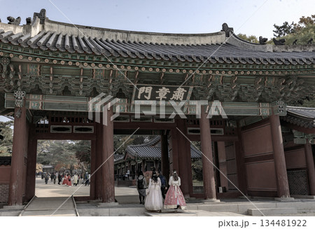 韓国の宮廷の秋の景色 韓国の宮廷の秋の景色 134481922