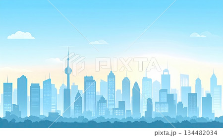 《AI画像》青空が広がる都市風景 134482034