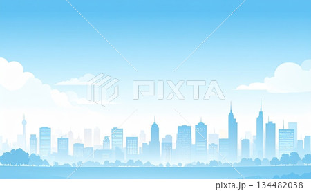 《AI画像》青空が広がる都市風景 134482038