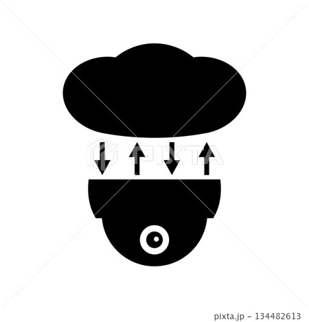 Cloud camera icon. Upload, download and data storage. CCTV, security ceiling video doom camera, surveillance. Vector illustration. Cloud camera icon. Upload, download and data storage. CCTV, security ceiling video doom camera, surveillance. Vector illustration. 134482613