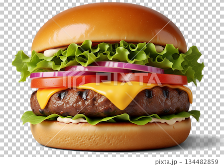 big tasty burger isolated on white 134482859