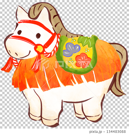 かわいい飾り馬のイラスト かわいい飾り馬のイラスト 134483088
