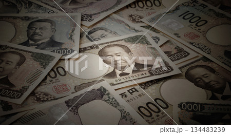 日本紙幣　暗いイメージ 134483239