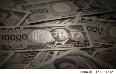 日本紙幣　暗いイメージ 134483242