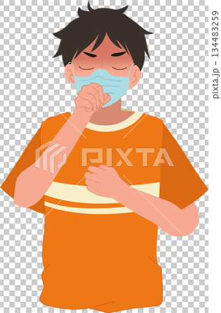medical mask coughing man illustration showing illness respiratory infection and virus prevention concept 134483259