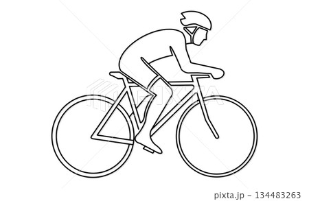 趣味・サイクリングを表す線画イラストアイコン 134483263
