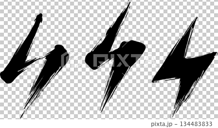 カミナリマークの墨絵イラスト カミナリマークの墨絵イラスト 134483833