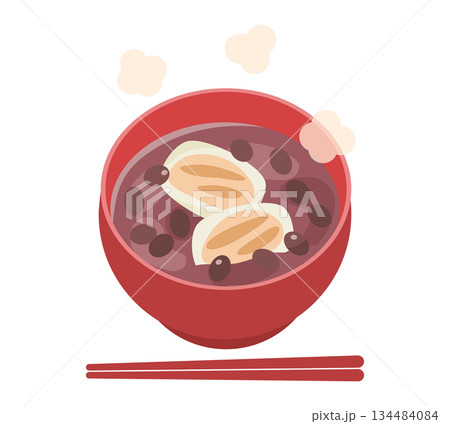 餅入りのぜんざい(お汁粉)のイラスト 餅入りのぜんざい(お汁粉)のイラスト 134484084