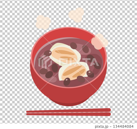 餅入りのぜんざい(お汁粉)のイラスト 餅入りのぜんざい(お汁粉)のイラスト 134484084