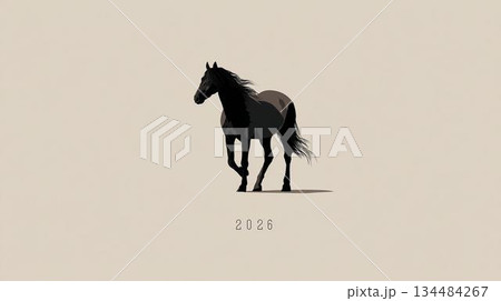2026を表現する 馬モチーフの年賀状デザイン 134484267