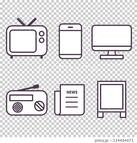 單色媒體圖示集 134484871