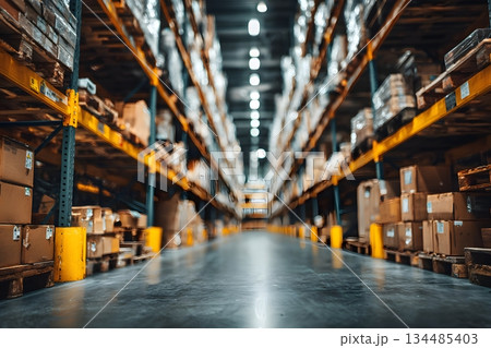 物流倉庫のぼかし背景 134485403