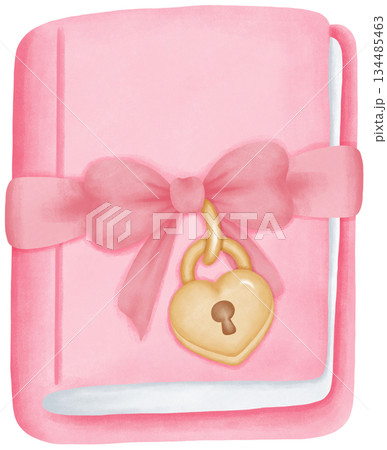 Coquette Valentine watercolor elements in cute romantic style 134485463