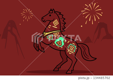 Ornate Horse with Fireworks 134485702
